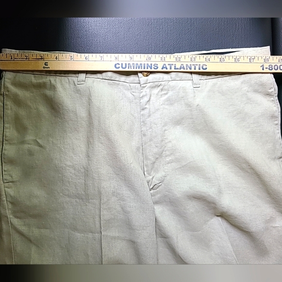 Daniel Bishop Shorts Men's 38 Tan 100% Linen Flat Front Stay Tucked Waistband - Picture 3 of 9